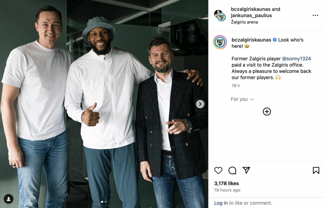 Sonny Weems Žalgirio komandos biure