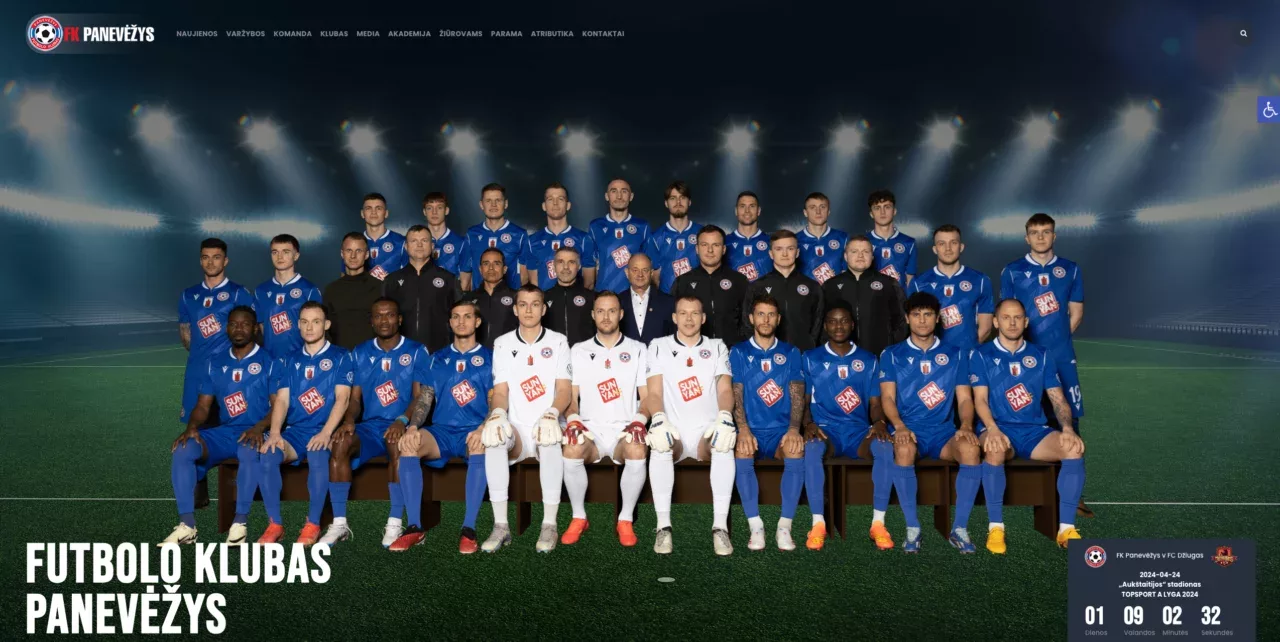 futbolo komandos svetainė