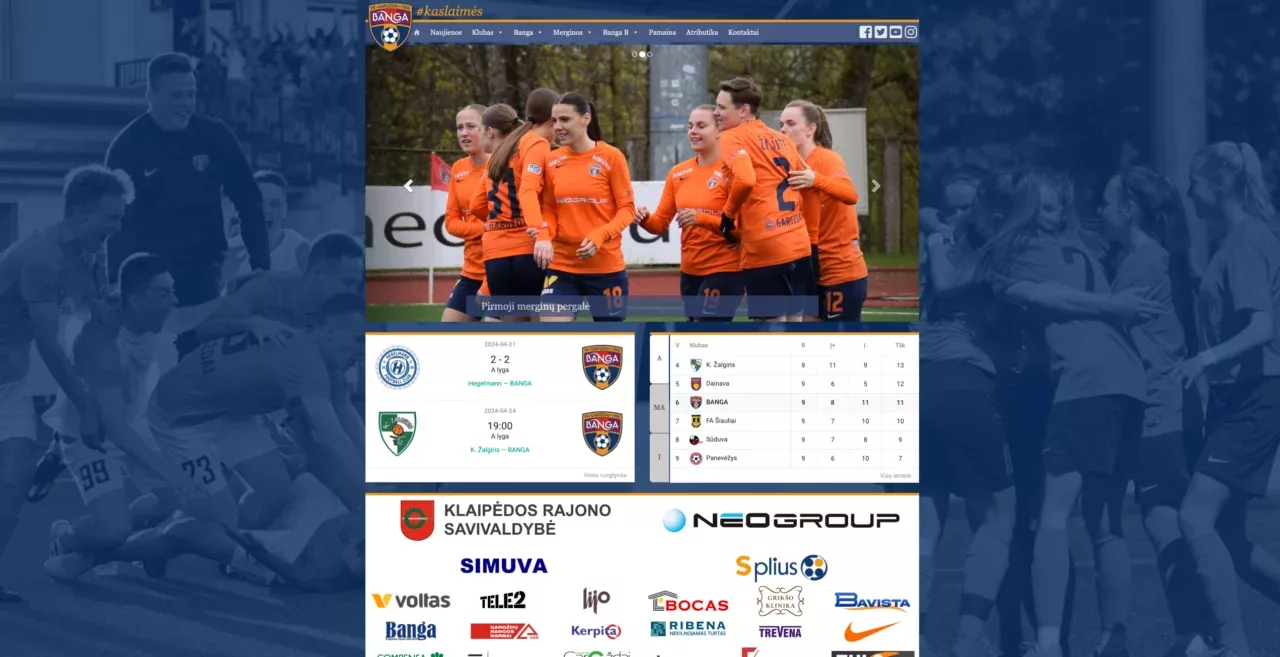 futbolo komandos svetaine