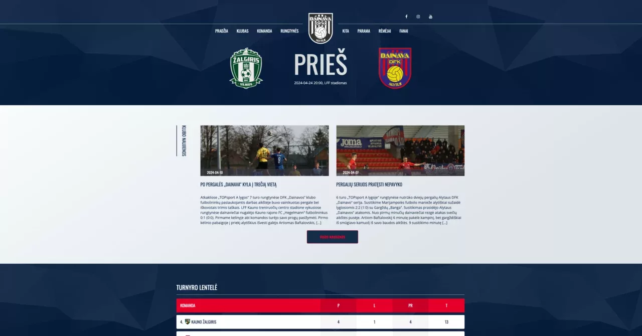 futbolo komandos svetaine