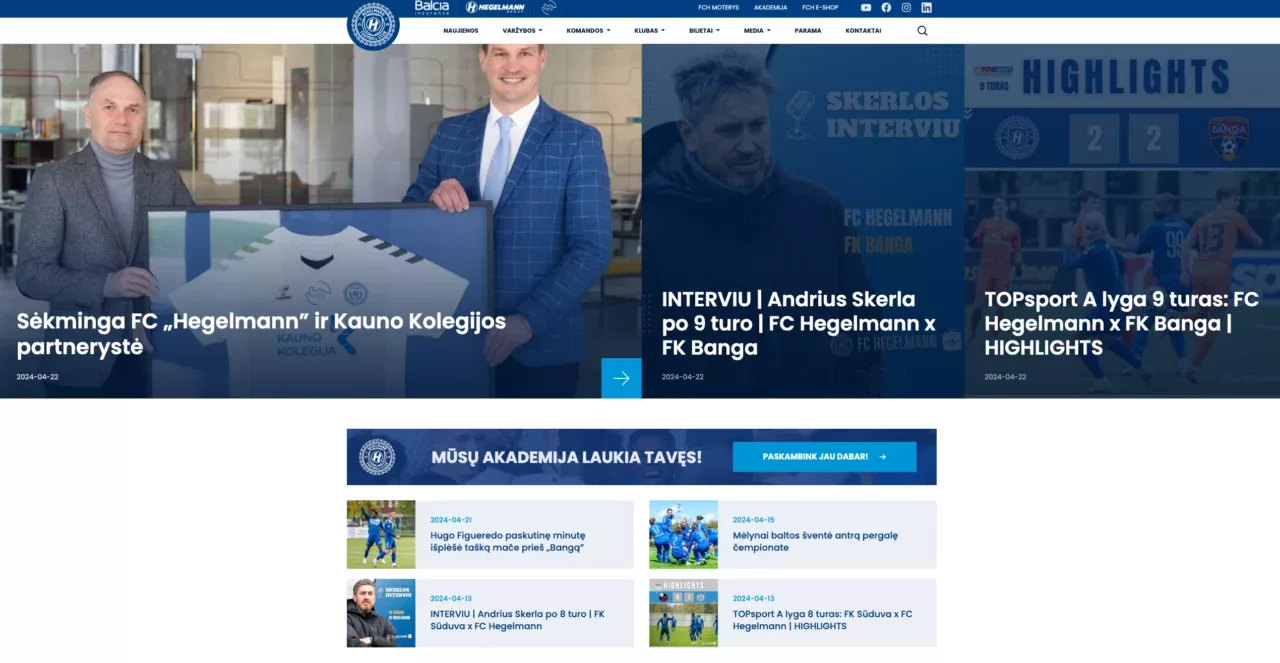 futbolo komandos svetaine